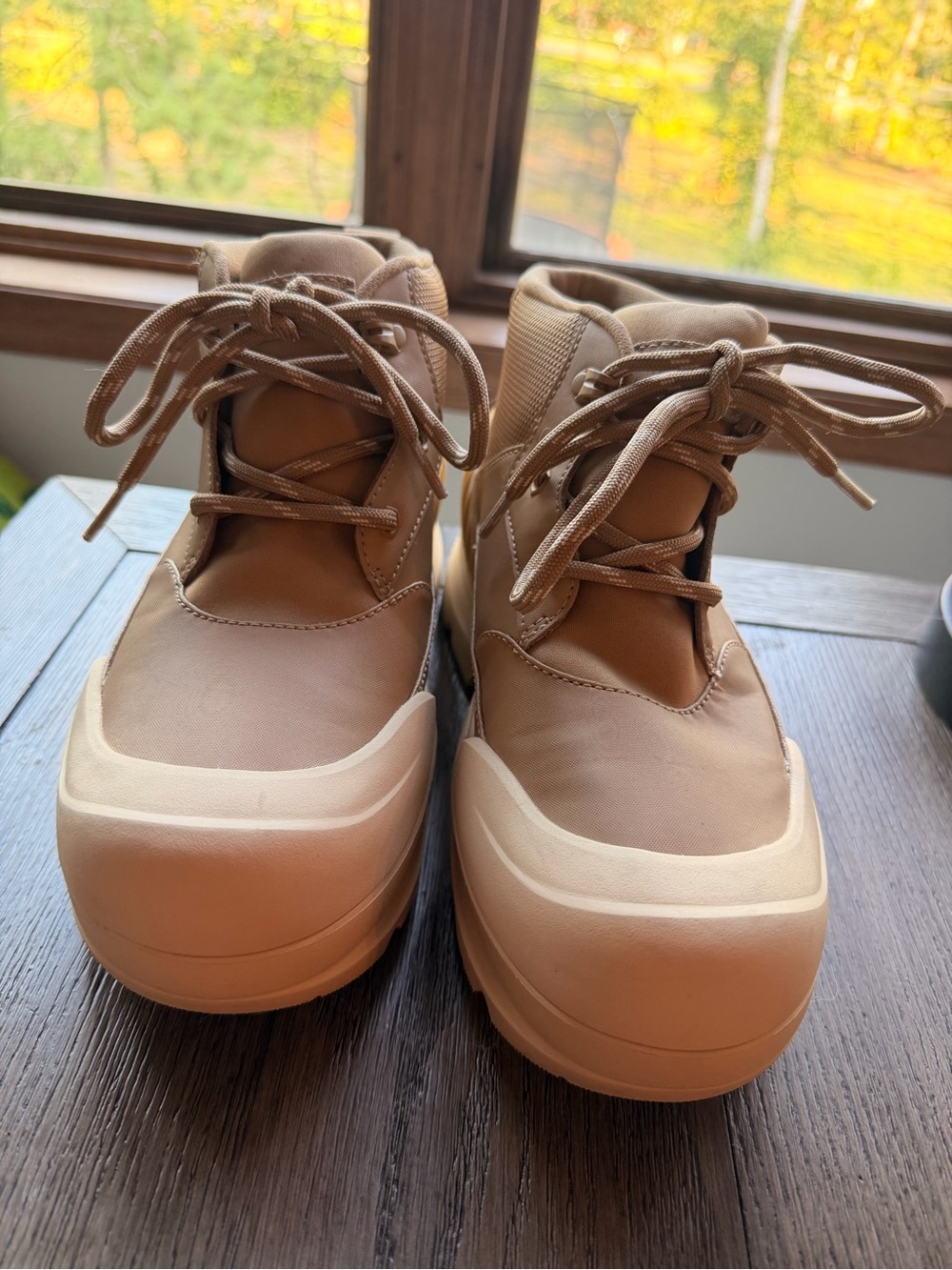 UGG Tan Lace-Up Platform Boots